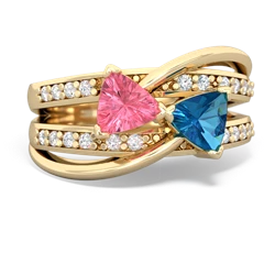 Lab Pink Sapphire Bowtie 14K Yellow Gold ring R2360