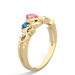 Lab Pink Sapphire Crown Keepsake 14K Yellow Gold ring R5740