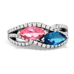 Lab Pink Sapphire Diamond Rivers 14K White Gold ring R3070