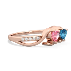 Lab Pink Sapphire Side By Side 14K Rose Gold ring R3090