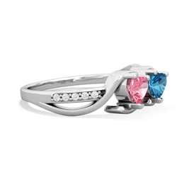 Lab Pink Sapphire Side By Side 14K White Gold ring R3090