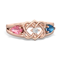 Lab Pink Sapphire Hearts Intertwined 14K Rose Gold ring R5880