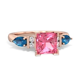 Lab Pink Sapphire 6Mm Princess Eternal Embrace Engagement 14K Rose Gold ring C2002