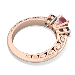 Lab Pink Sapphire Art Deco Eternal Embrace Engagement 14K Rose Gold ring C2003