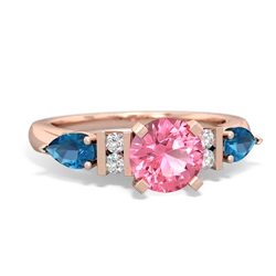 Lab Pink Sapphire 6Mm Round Eternal Embrace Engagement 14K Rose Gold ring R2005