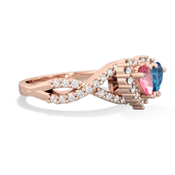 Lab Pink Sapphire Diamond Twist 'One Heart' 14K Rose Gold ring R2640HRT