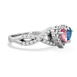 Lab Pink Sapphire Diamond Twist 'One Heart' 14K White Gold ring R2640HRT