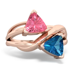 Lab Pink Sapphire Split Band Swirl 14K Rose Gold ring R2341