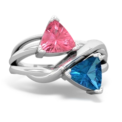 Lab Pink Sapphire Split Band Swirl 14K White Gold ring R2341