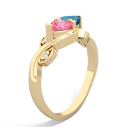 Lab Pink Sapphire Floral Elegance 14K Yellow Gold ring R5790