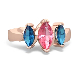 Lab Pink Sapphire Three Peeks 14K Rose Gold ring R2433