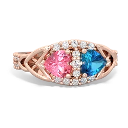 Lab Pink Sapphire Sparkling Celtic Knot 14K Rose Gold ring R2645