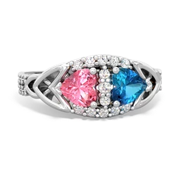 Lab Pink Sapphire Sparkling Celtic Knot 14K White Gold ring R2645