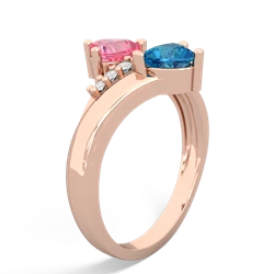 Lab Pink Sapphire Heart To Heart 14K Rose Gold ring R2064