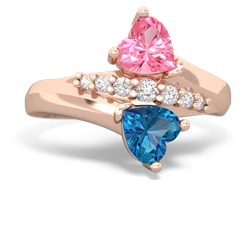 Lab Pink Sapphire Heart To Heart 14K Rose Gold ring R2064