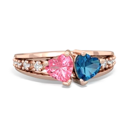 Lab Pink Sapphire Heart To Heart 14K Rose Gold ring R3342