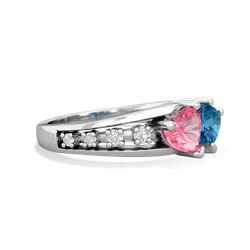 Lab Pink Sapphire Heart To Heart 14K White Gold ring R3342