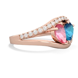 Lab Pink Sapphire Nestled Heart Keepsake 14K Rose Gold ring R5650
