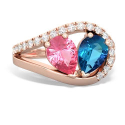 Lab Pink Sapphire Nestled Heart Keepsake 14K Rose Gold ring R5650