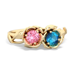 Lab Pink Sapphire Rose Garden 14K Yellow Gold ring R5510