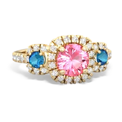 Lab Pink Sapphire Regal Halo 14K Yellow Gold ring R5350