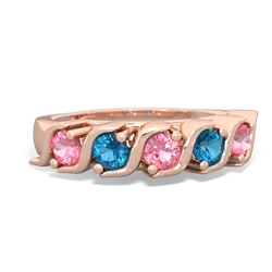 Lab Pink Sapphire Anniversary Band 14K Rose Gold ring R2089