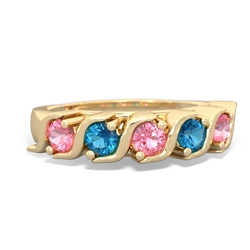 Lab Pink Sapphire Anniversary Band 14K Yellow Gold ring R2089