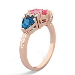 Lab Pink Sapphire Antique Style Three Stone 14K Rose Gold ring R2186