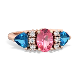 Lab Pink Sapphire Antique Style Three Stone 14K Rose Gold ring R2186