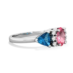 Lab Pink Sapphire Antique Style Three Stone 14K White Gold ring R2186