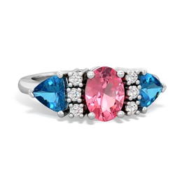 Lab Pink Sapphire Antique Style Three Stone 14K White Gold ring R2186