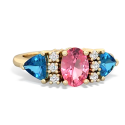 Lab Pink Sapphire Antique Style Three Stone 14K Yellow Gold ring R2186