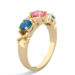 Lab Pink Sapphire Hugs And Kisses 14K Yellow Gold ring R5016