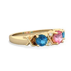 Lab Pink Sapphire Hugs And Kisses 14K Yellow Gold ring R5016