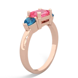 Lab Pink Sapphire Three Stone 14K Rose Gold ring R5235