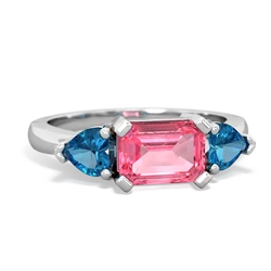 Lab Pink Sapphire Three Stone 14K White Gold ring R5235