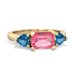 Lab Pink Sapphire Three Stone 14K Yellow Gold ring R5235