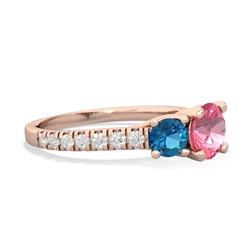 Lab Pink Sapphire Pave Trellis 14K Rose Gold ring R5500