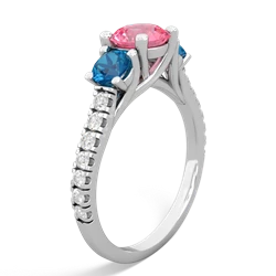 Lab Pink Sapphire Pave Trellis 14K White Gold ring R5500