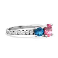 Lab Pink Sapphire Pave Trellis 14K White Gold ring R5500