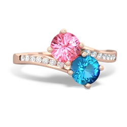 Lab Pink Sapphire Channel Set Two Stone 14K Rose Gold ring R5303