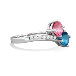 Lab Pink Sapphire Channel Set Two Stone 14K White Gold ring R5303