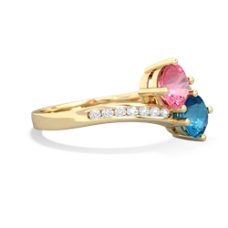 Lab Pink Sapphire Channel Set Two Stone 14K Yellow Gold ring R5303