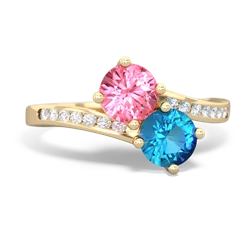 Lab Pink Sapphire Channel Set Two Stone 14K Yellow Gold ring R5303