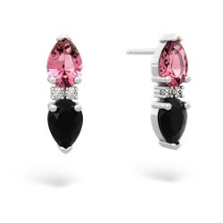 Lab Pink Sapphire Bowtie Drop 14K White Gold earrings E0865
