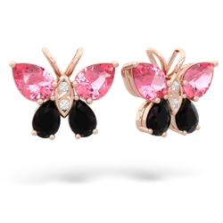 Lab Pink Sapphire Butterfly 14K Rose Gold earrings E2215