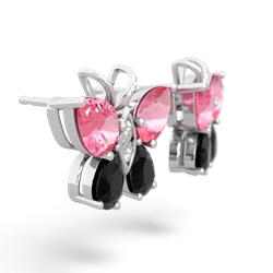 Lab Pink Sapphire Butterfly 14K White Gold earrings E2215