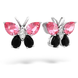 Lab Pink Sapphire Butterfly 14K White Gold earrings E2215