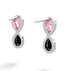 Lab Pink Sapphire Infinity 14K White Gold earrings E5050