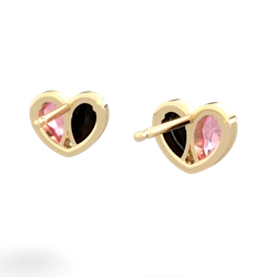 Lab Pink Sapphire 'Our Heart' 14K Yellow Gold earrings E5072